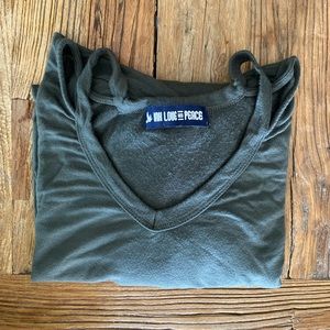 Ink Love & Peace Green Cut Out Shoulder Shirt
